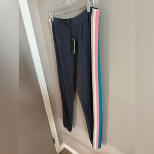 Monrow Heather Grey Rainbow Stripe Supersoft Joggers medium super soft loungers